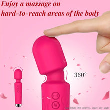 Load image into Gallery viewer, Pink wand vibrator showcasing 20 strong vibration modes and ergonomic control buttons