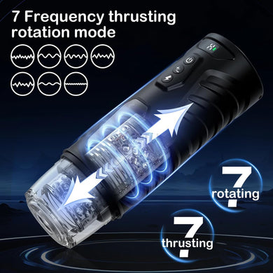 Front view of MM Infinity Love Automatic Male Masturbator, premium hands-free adult toy