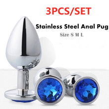 Load image into Gallery viewer, 3 PCS Pink Heart Anal Plugs Stainless Steel Metal Anus Butt Plug Adult Sex Toys
