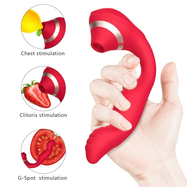 2 IN 1 Clit Sucker Vagina Sucking Vibrator 10 Speeds Clitoris G Spot Stimulator